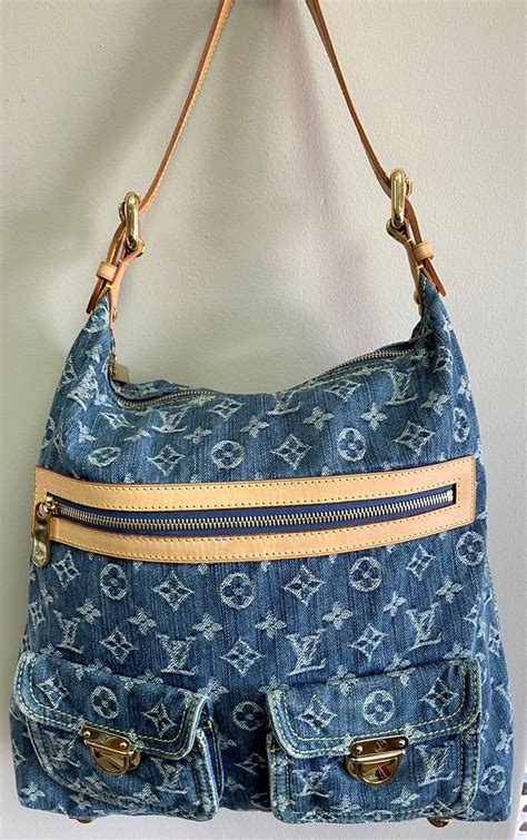 lv vintage denim shoulder bag|authentic louis vuitton denim bag.